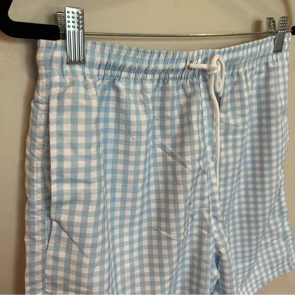 SwimZip Swim Trunks Boxer Brief Liner, Blue Gingham, Small - Picture 2 of 6